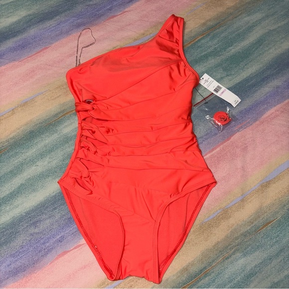 CARMEN MARC VALVO One-shoulder One Piece Swimsuit size 6 - Picture 2 of 6